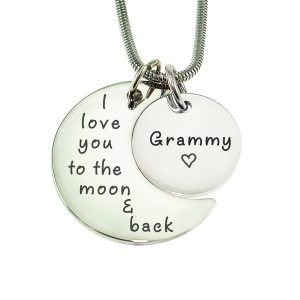 Moon and Back Necklace - Silver