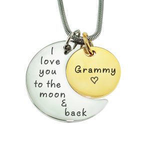 Moon and Back Necklace - Two Tone - Gold