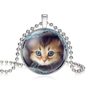 Cute Cat Glass Pendant