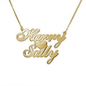 24k Gold Plated Silver Two Names & Heart Pendant
