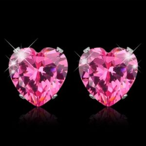 8mm Heart Cut 316 Stainless Steel Cubic Zirconia Stud Earrings