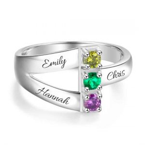 TRIPLICATE FAMILY & LOVE BIRTHSTONE RING