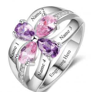ELEGANT PEAR CUT BIRTHSTONE RING WITH DIAMOND ACCENTS