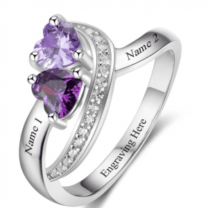 TWIN HEART SWOOPING DIAMOND ACCENT RING