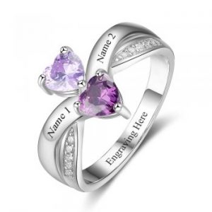 Personalised Promise Ring For Her with 2 Birthstones