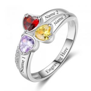 Personalised Promise Ring For Her with 3 Birthstones