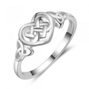 Celtic Style 925 Sterling Silver Braided Heart Ring