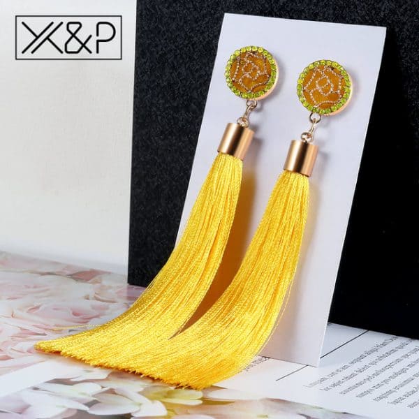 Bohemian Crystal Tassel Earrings