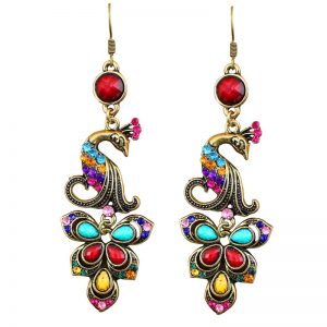 Coloured Peacock Earrings