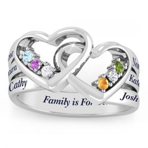 6 Stone In My Heart Double Personalised Mother's Ring