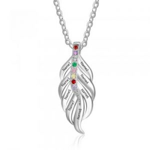 Sterling Silver 8 Name & 8 Birthstone Mothers Family Necklace