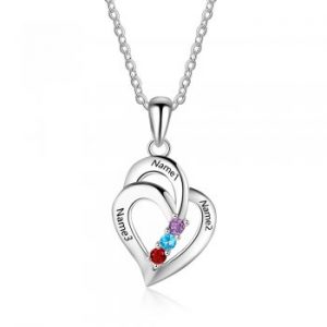 Birthstone & Engraved Sterling Silver Necklace With 45CM Chain