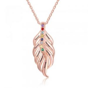 14kt Rose Gold Plated 8 Name & 8 Birthstone Mothers Family Necklace