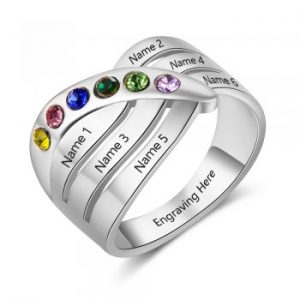 6 Stone Personalised Mother's Birthstone Ring For Mum