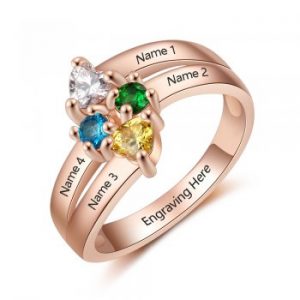 4 Stone 4 name 14kt Rose Gold Plated Mother's Ring
