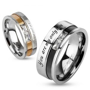 Unisex Two Tone My Only Love Ring Stainless Steel Ring