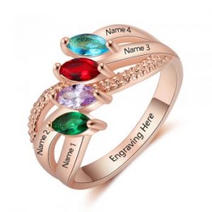 4 Stone 4 name 14kt Rose Gold Plated Ring