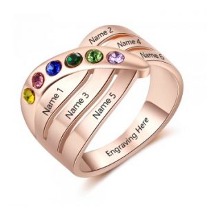 6 Stone Personalised Mother's Birthstone Ring in 18kt Rose Gold Plating