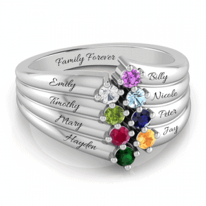 Personalised 8 Name Birthstone Ring