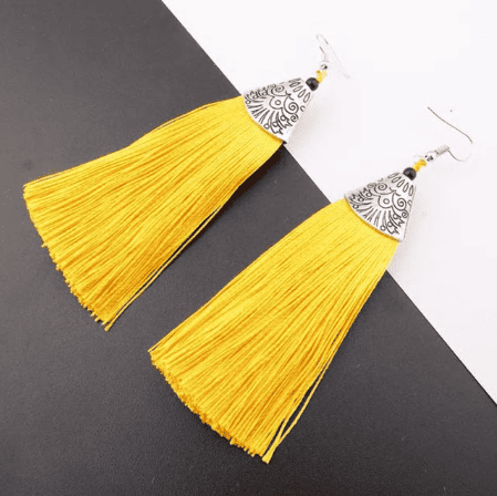Vintage Tassel Earrings - Yellow