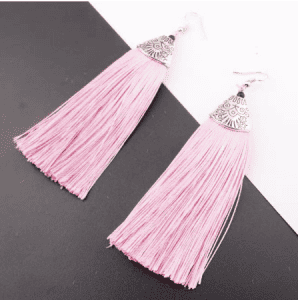 Vintage Tassel Earrings - Pastel Pink