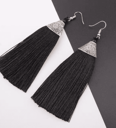 Vintage Tassel Earrings - Black