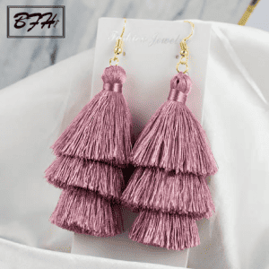 Layered Tassel Earrings - Blush Pink