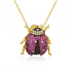 Cubic Zirconia CZ Micro Pave Diamond Scarab Beetle Pendant