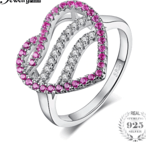 Pink Sapphire Sterling Silver Heart Ring