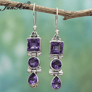 Purple Moonstone Dangle Earrings