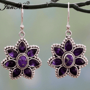 Purple Flower Moonstone Earrings