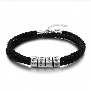 Men's Stainless Steel Personalised Name Plate Braided Bracelet (4 Names)