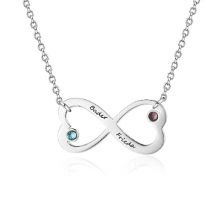Personalised Infinity Love Name Necklace with 2 Birthstones