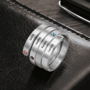 Personalised Engraved Birthstone Adjustable Wrap Ring