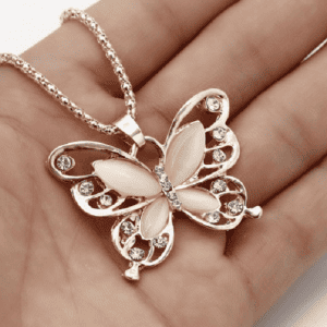 Stunning Opal Coloured Butterfly Necklace
