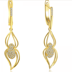 18K Gold Plated Elegant Spider Earrings with CZ Stones