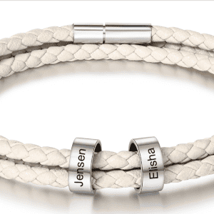 Stainless Steel Personalised Name Plate Braided Bracelet (2 Name)