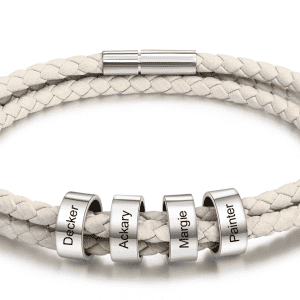 Stainless Steel Personalised Name Plate 2 Braided Bracelet (4 Names)