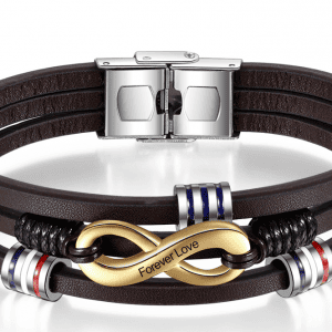 Personalised Engraved Infinity Men's Vintage Leather Bracelet