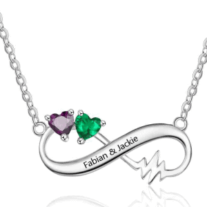 Personalised Infinity Necklace with 2 Birthstones