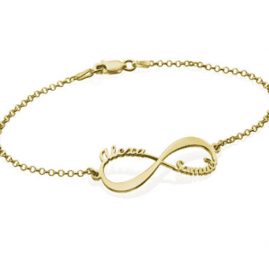 14K Solid Gold Infinity Bracelet with Names