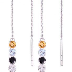 Isla Elegant Drop Multi CZ Gemstone Earrings