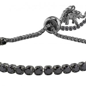 Isla Rhodium Silver Black Spinel Gemstone Slider Tennis Bracelet