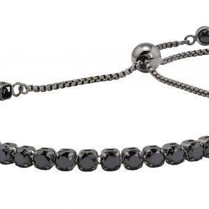 Isla Rhodium Silver Black Ceramic Gemstone Slider Tennis Bracelet