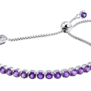 Isla Silver Amethyst Gemstone Slider Tennis Bracelet