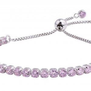 Isla Silver Pink Topaz CZ Gemstone Slider Tennis Bracelet