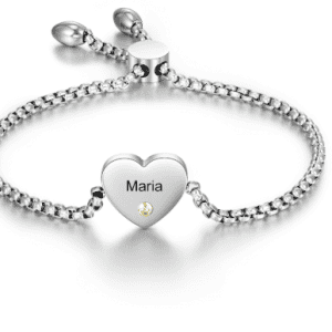Customised Adjustable Slider Heart Bracelet