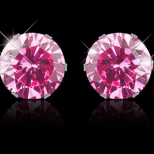 Pink CZ 316 Stainless Steel Stud Earrings