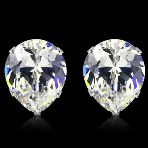 Stainless Steel Teardrop Cubic Zirconia Stud Earrings