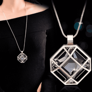 Extra Long Gold Vintage Geometric Crystal Necklace
